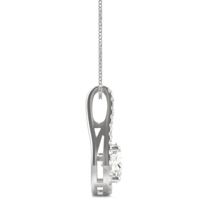 1.61 CTW DEW Round Moissanite Accented Drop Pendant in 14K White Gold