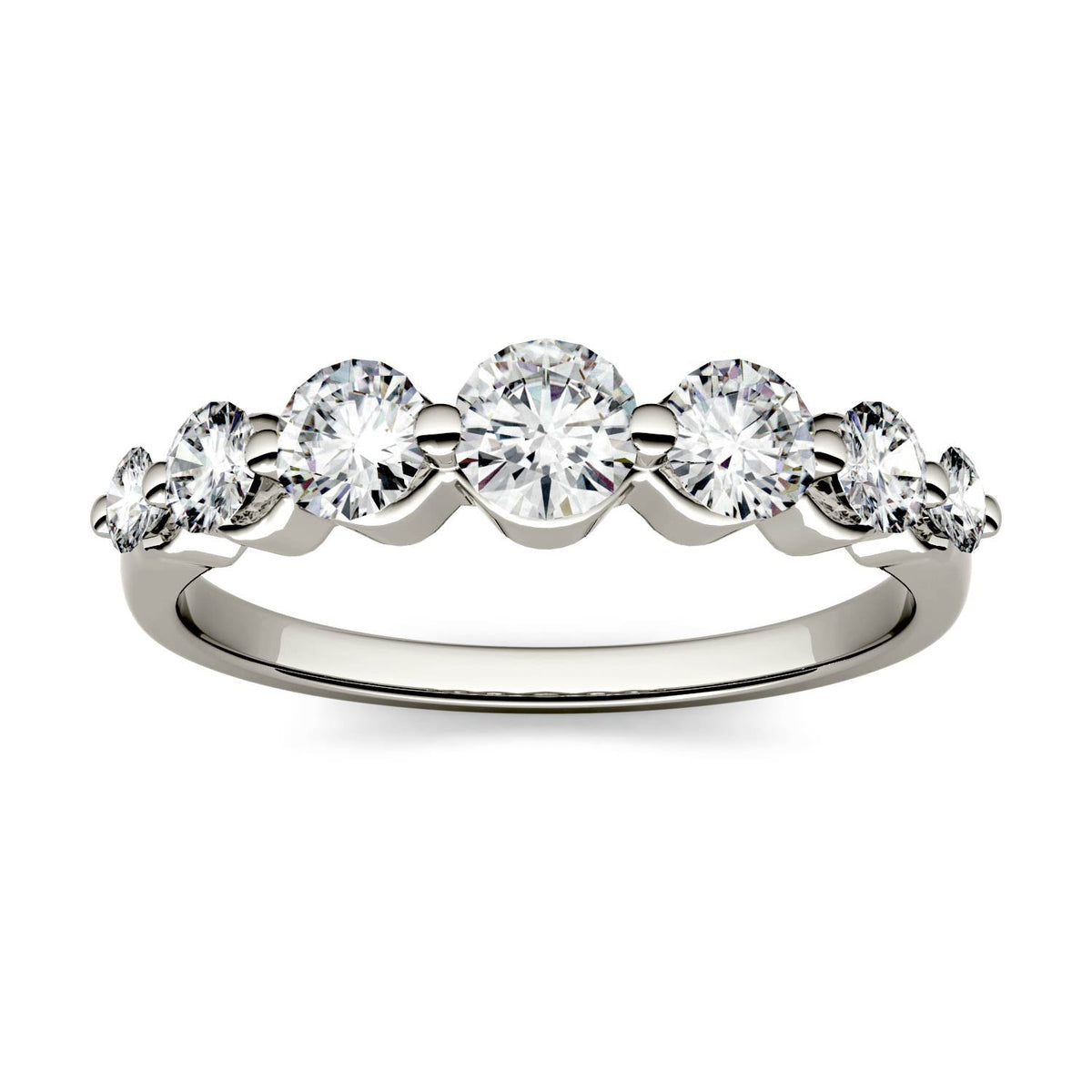 0.87 CTW DEW Round Moissanite Seven-Stone Ring in 14K White Gold