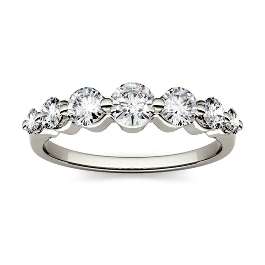 0.87 CTW DEW Round Moissanite Seven-Stone Ring in 14K White Gold