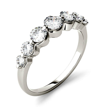 0.87 CTW DEW Round Moissanite Seven-Stone Ring in 14K White Gold