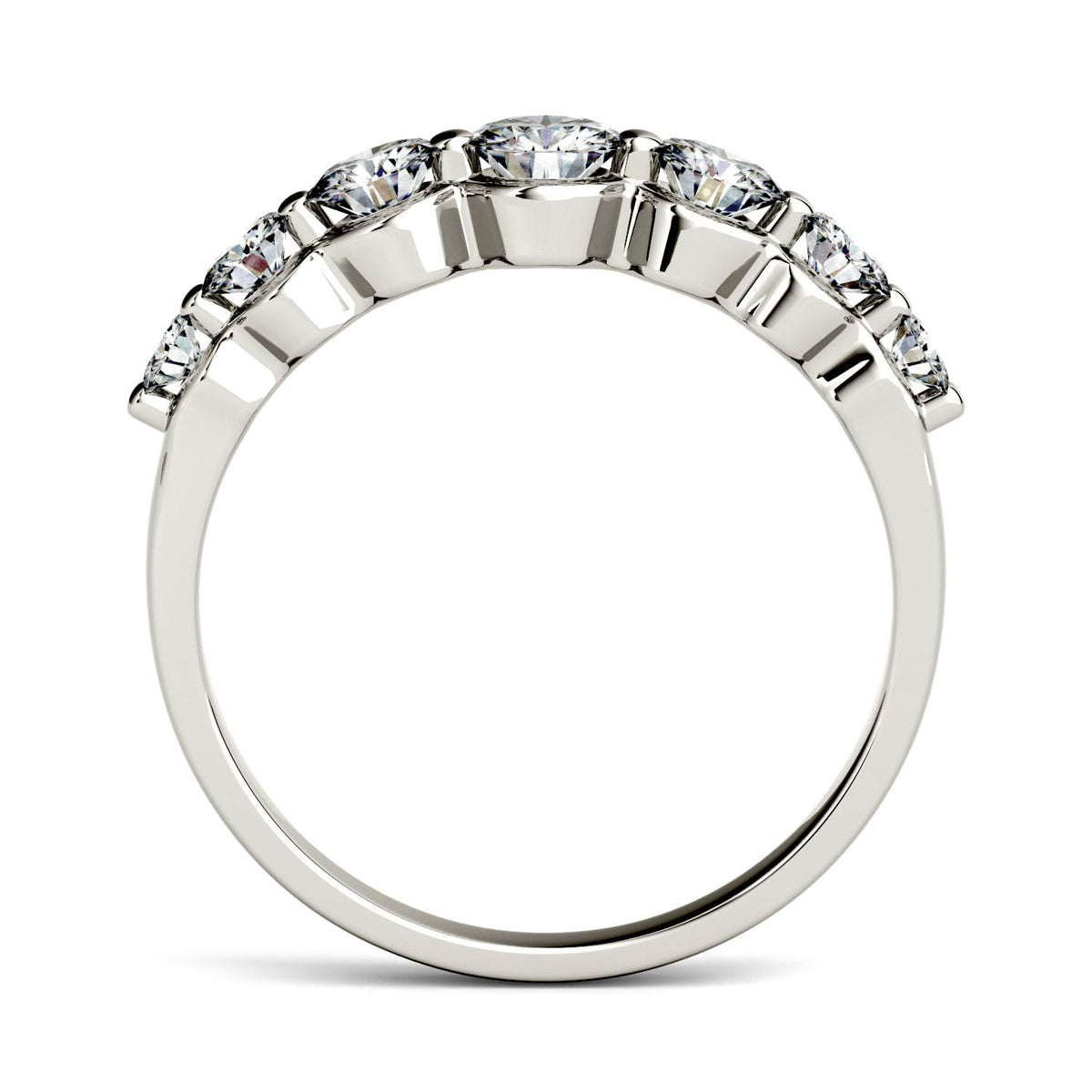 0.87 CTW DEW Round Moissanite Seven-Stone Ring in 14K White Gold