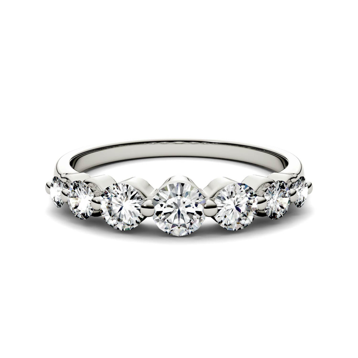 0.87 CTW DEW Round Moissanite Seven-Stone Ring in 14K White Gold