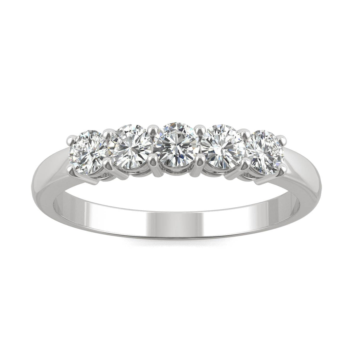 0.50 CTW DEW Round Moissanite Five-Stone Ring in 14K White Gold