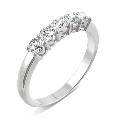 0.50 CTW DEW Round Moissanite Five-Stone Ring in 14K White Gold