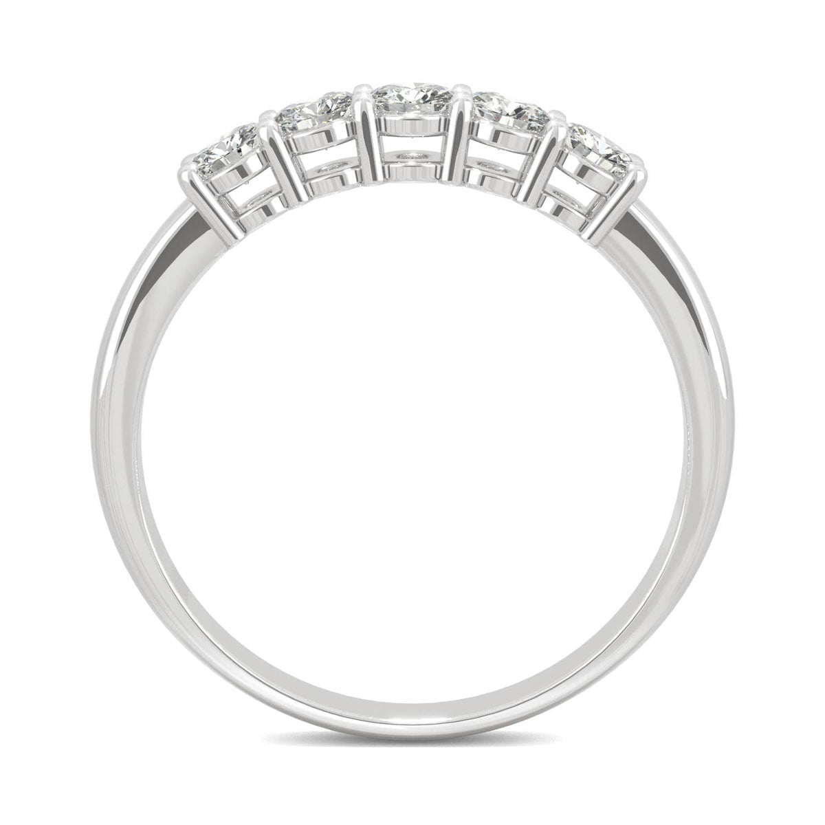 0.50 CTW DEW Round Moissanite Five-Stone Ring in 14K White Gold