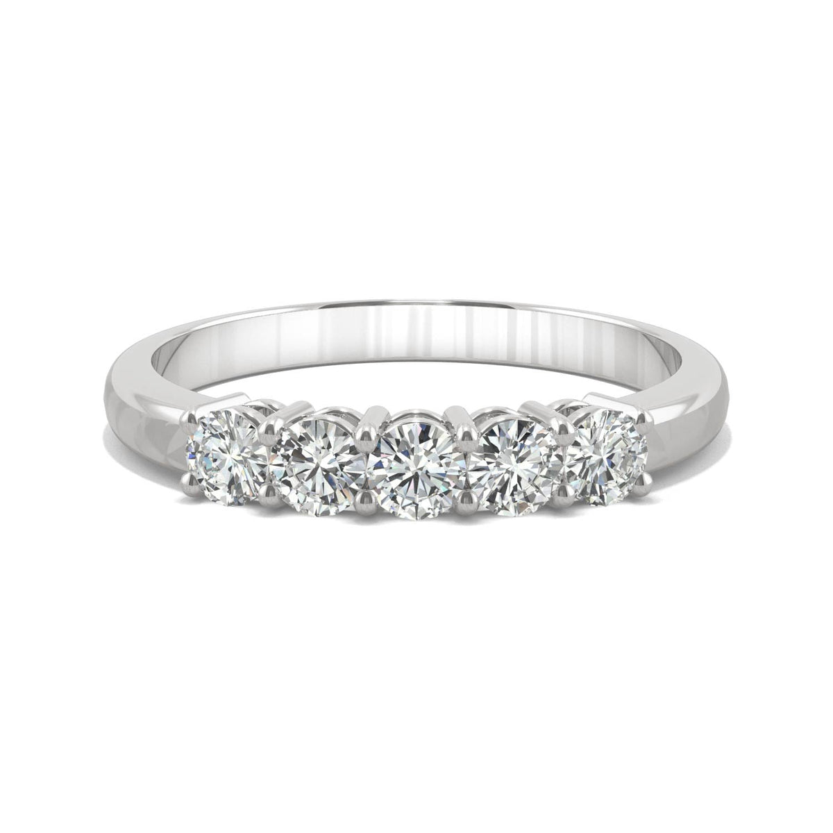 0.50 CTW DEW Round Moissanite Five-Stone Ring in 14K White Gold