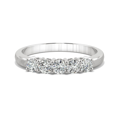 0.50 CTW DEW Round Moissanite Five-Stone Ring in 14K White Gold