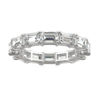 3.78 CTW DEW Emerald Moissanite East-West Eternity Band in 14K White Gold