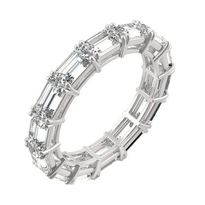 3.78 CTW DEW Emerald Moissanite East-West Eternity Band in 14K White Gold