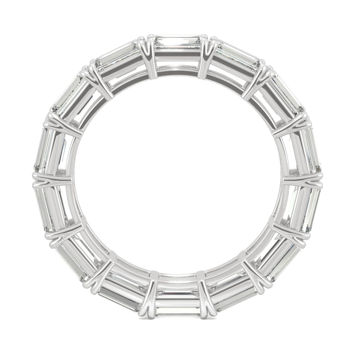3.78 CTW DEW Emerald Moissanite East-West Eternity Band in 14K White Gold