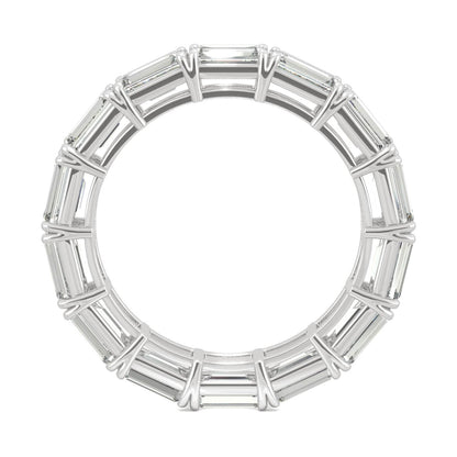 3.78 CTW DEW Emerald Moissanite East-West Eternity Band in 14K White Gold