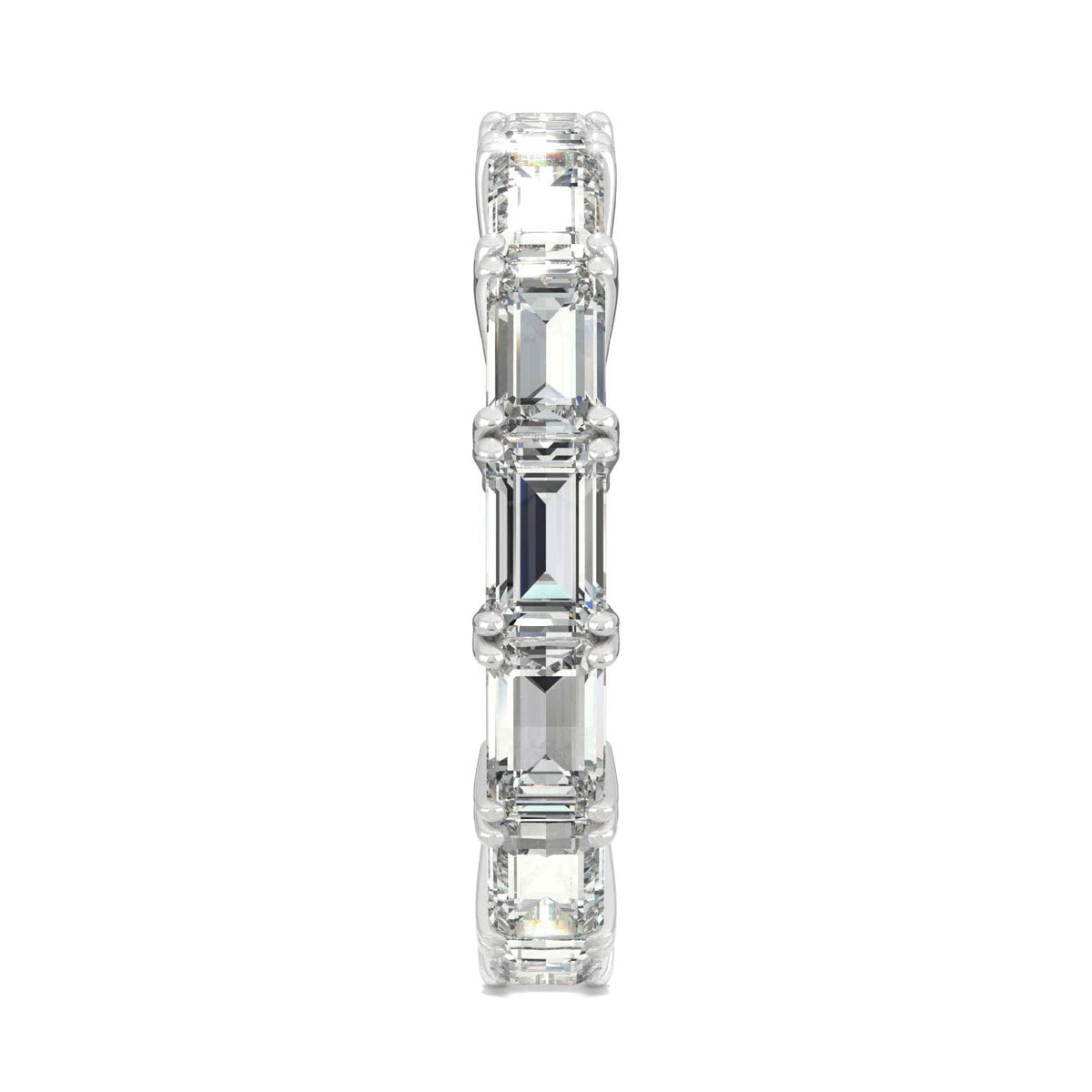 3.78 CTW DEW Emerald Moissanite East-West Eternity Band in 14K White Gold
