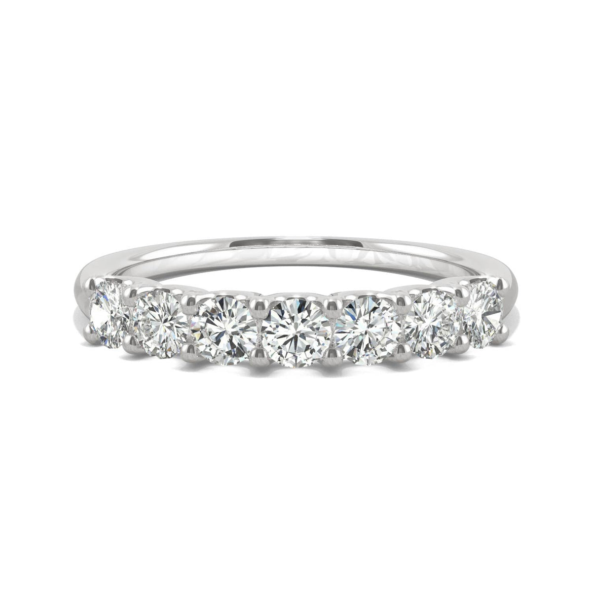 0.70 CTW DEW Round Moissanite Anniversary Band in 14K White Gold