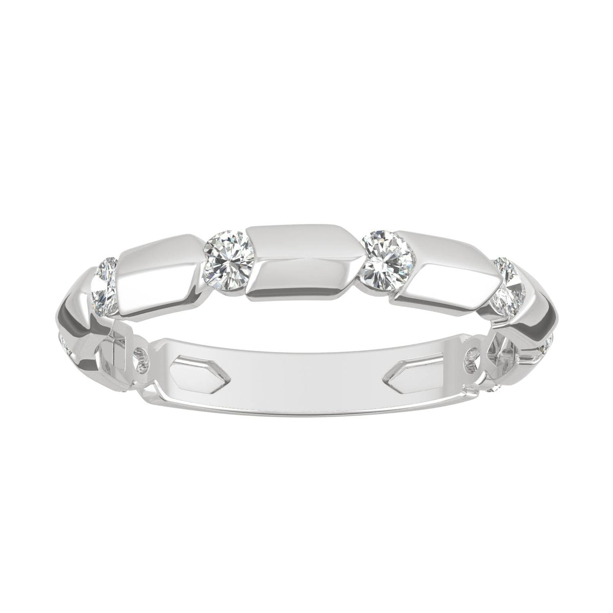 0.48 CTW DEW Round Moissanite Stackable Ring in 14K White Gold