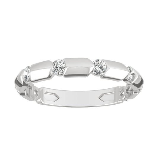 0.48 CTW DEW Round Moissanite Stackable Ring in 14K White Gold