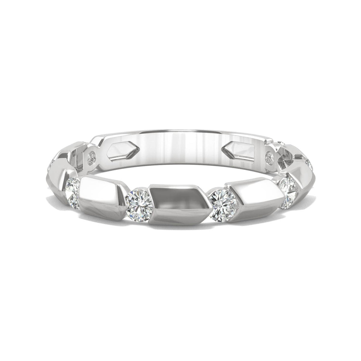 0.48 CTW DEW Round Moissanite Stackable Ring in 14K White Gold