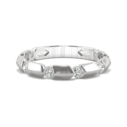 0.48 CTW DEW Round Moissanite Stackable Ring in 14K White Gold