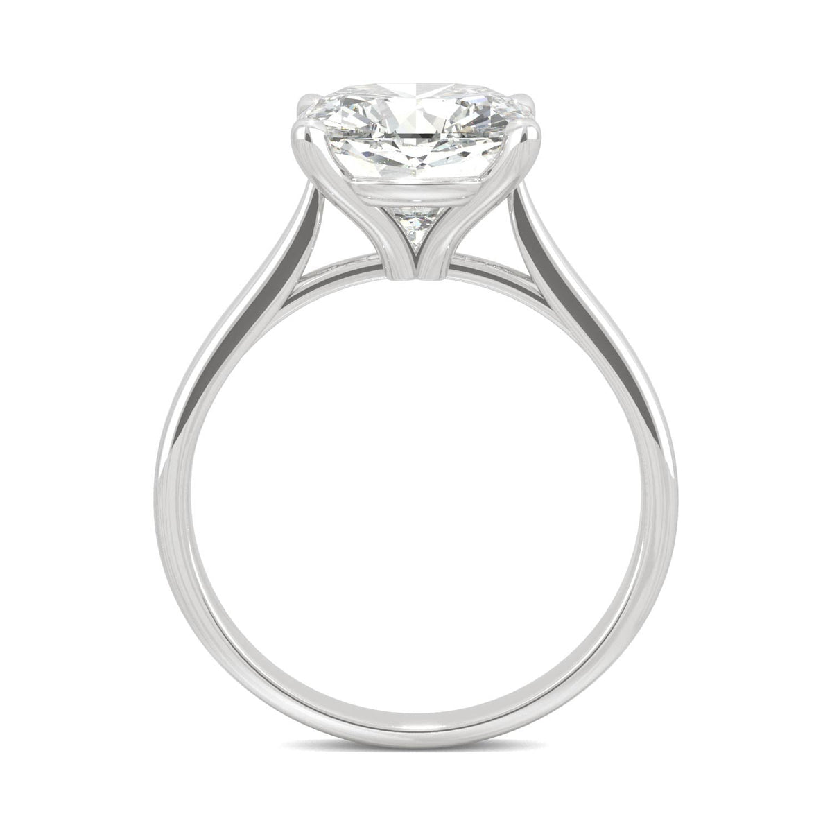 3.30 CTW DEW Cushion Moissanite Engagement Ring in 14K White Gold