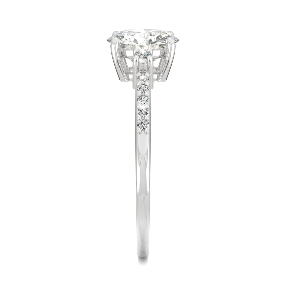 1.31 CTW DEW Round Moissanite Engagement Ring in 14K White Gold