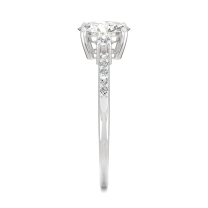 1.31 CTW DEW Round Moissanite Engagement Ring in 14K White Gold