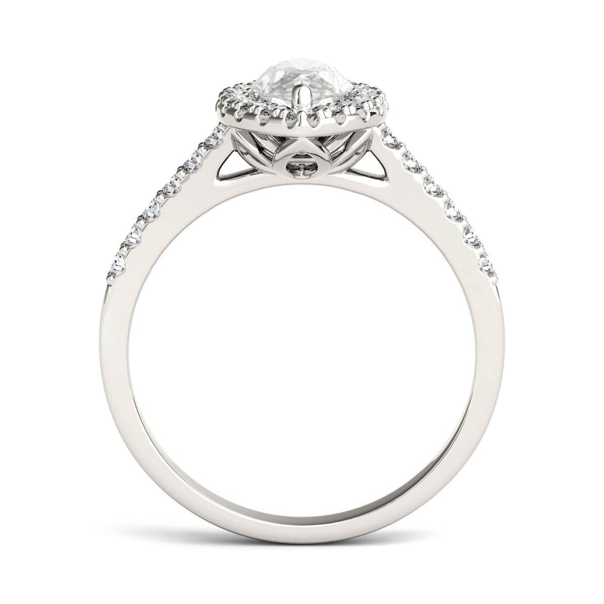 1.45 CTW DEW Marquise Moissanite Halo Ring in 14K White Gold