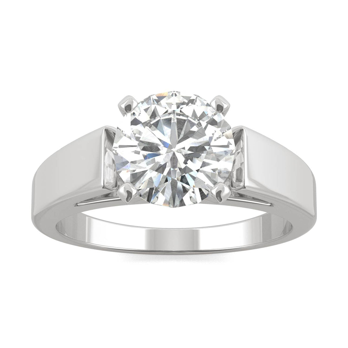 1.90 CTW DEW Round Moissanite Solitaire Engagement Ring in 14K White Gold
