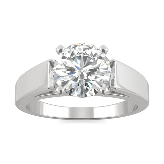 1.90 CTW DEW Round Moissanite Solitaire Engagement Ring in 14K White Gold