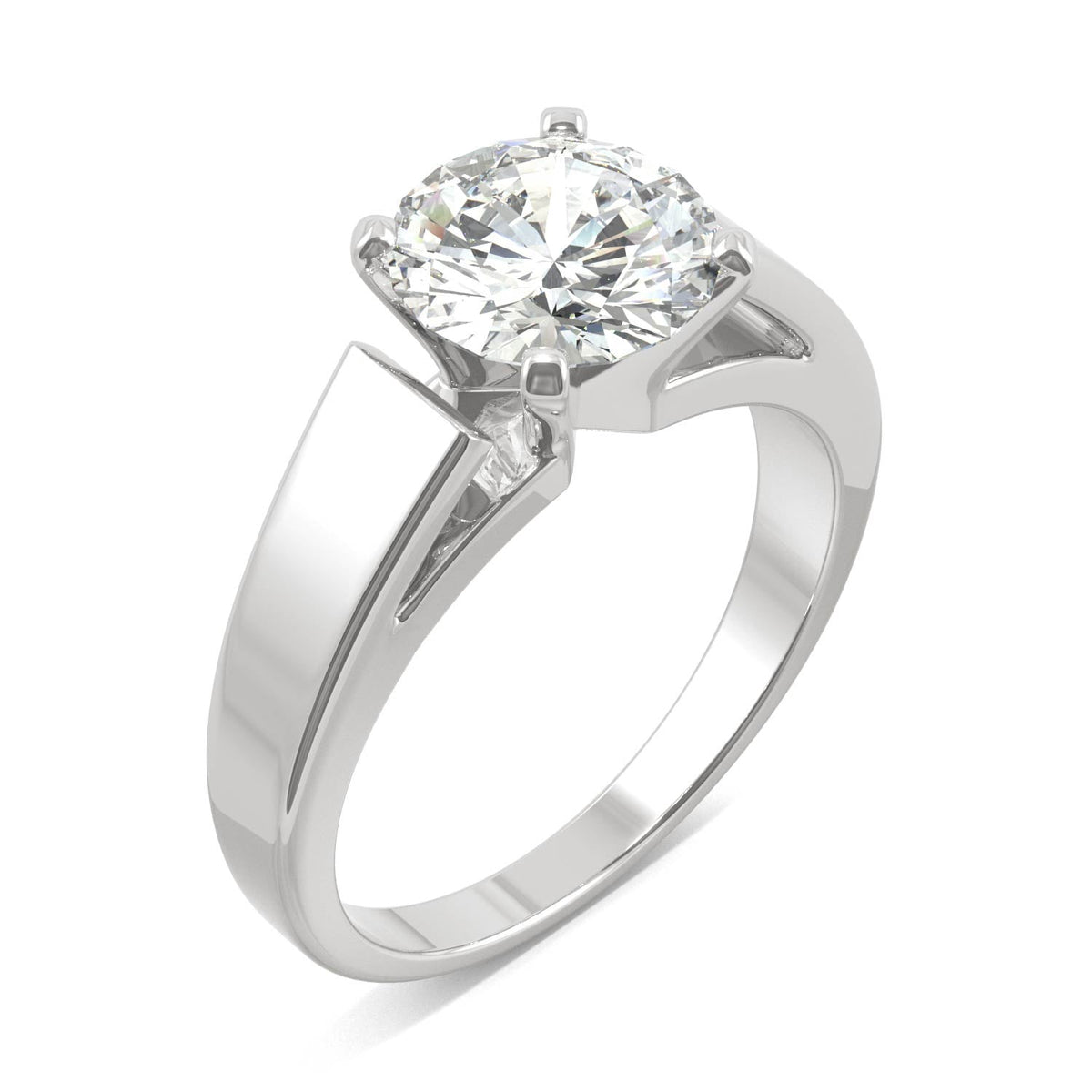 1.90 CTW DEW Round Moissanite Solitaire Engagement Ring in 14K White Gold