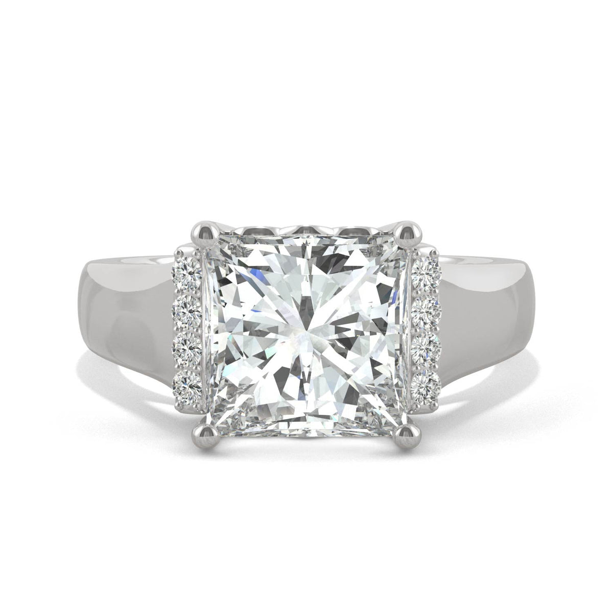 3.72 CTW DEW Square Moissanite Fashion Ring in 14K White Gold