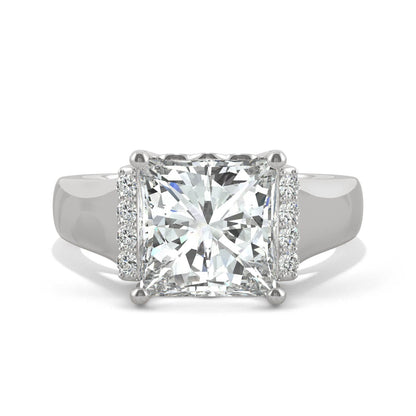 3.72 CTW DEW Square Moissanite Fashion Ring in 14K White Gold