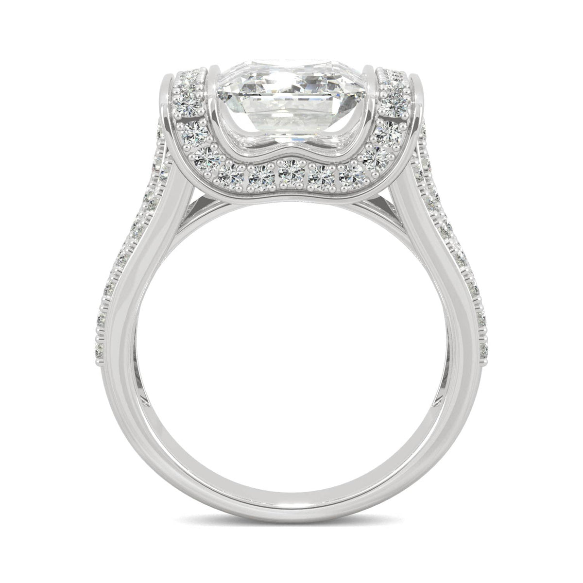 4.50 CTW DEW Emerald Moissanite Fashion Ring in 14K White Gold