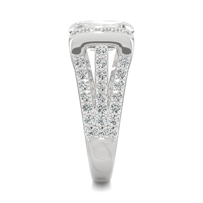 4.50 CTW DEW Emerald Moissanite Fashion Ring in 14K White Gold