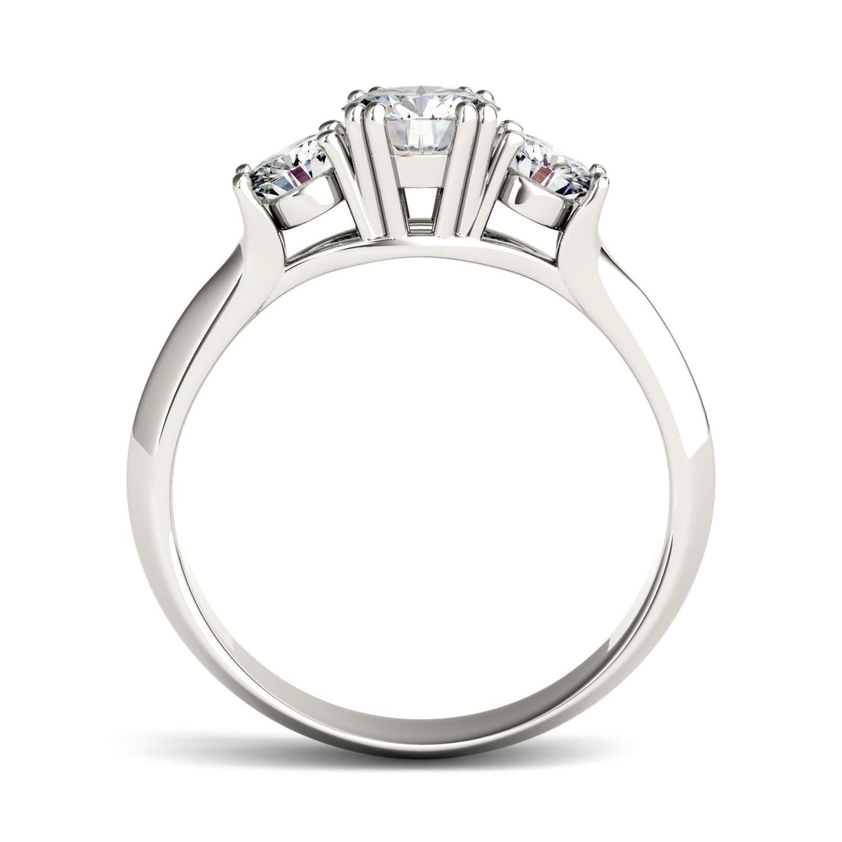 1.06 CTW DEW Round Moissanite Three-Stone Ring in 14K White Gold