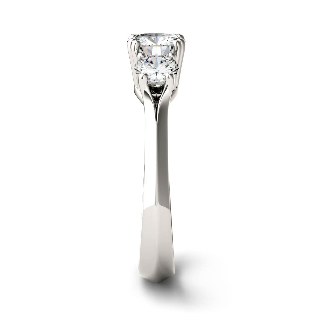1.06 CTW DEW Round Moissanite Three-Stone Ring in 14K White Gold