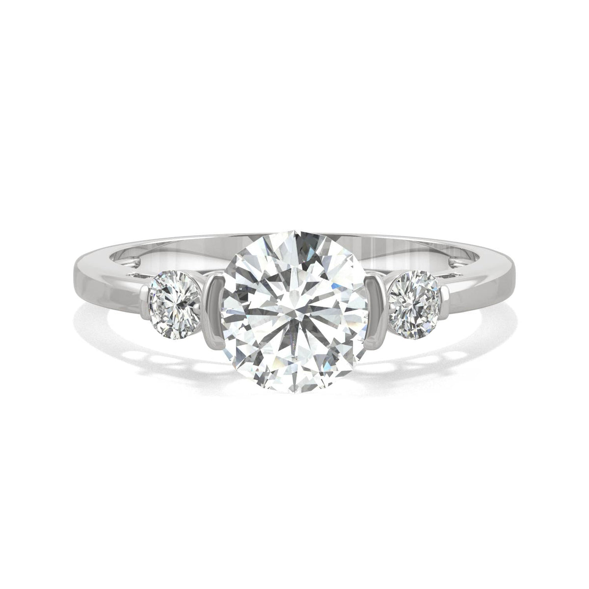 1.40 CTW DEW Round Moissanite Engagement Ring in 14K White Gold