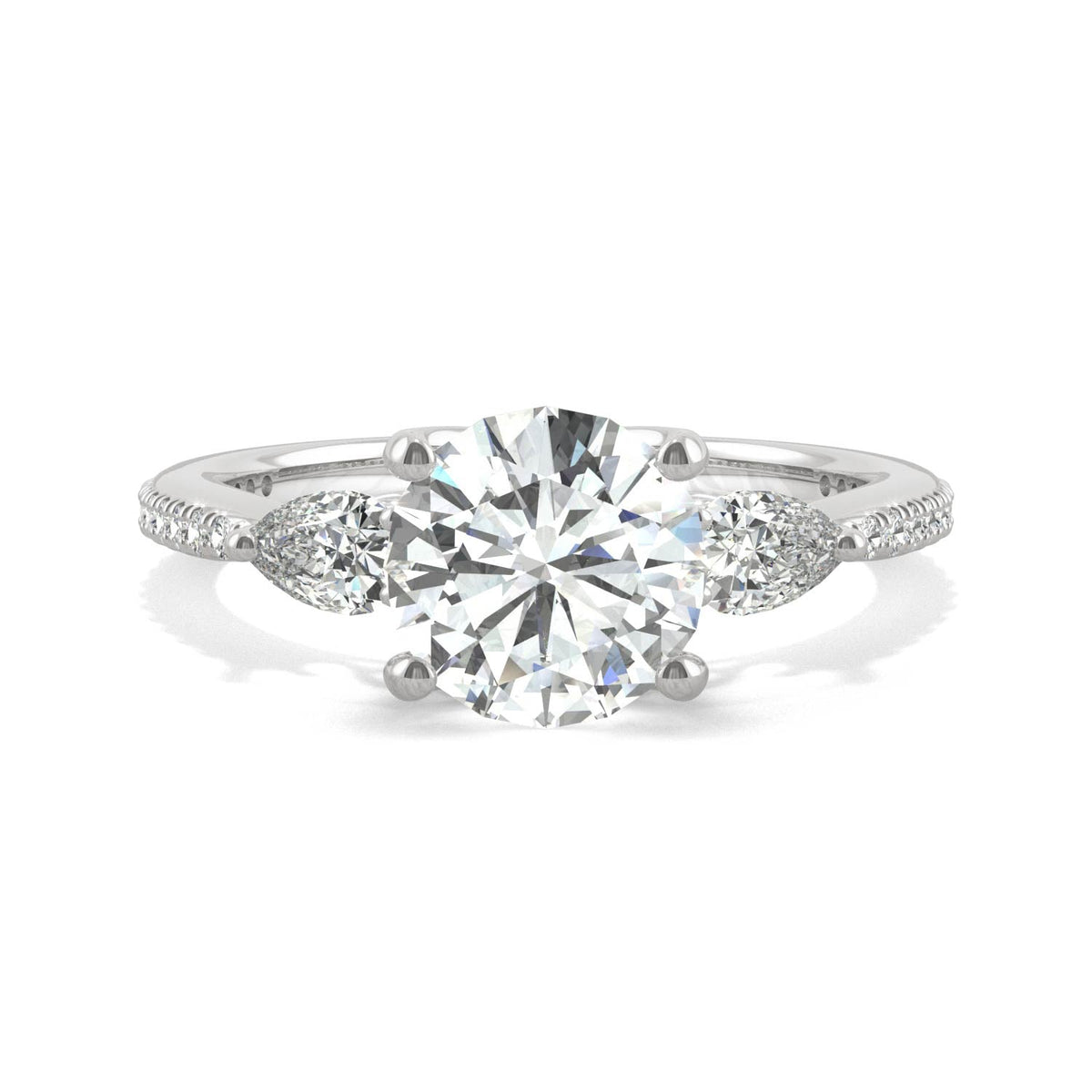 2.50 CTW DEW Round Moissanite Engagement Ring in 14K White Gold