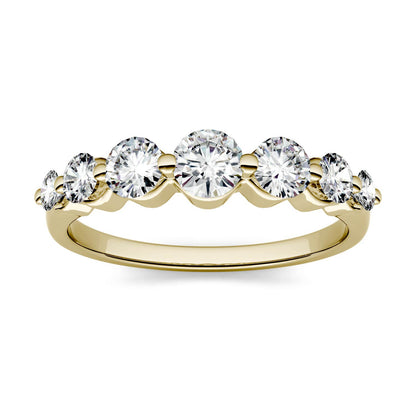 0.87 CTW DEW Round Moissanite Seven-Stone Ring in 14K Yellow Gold