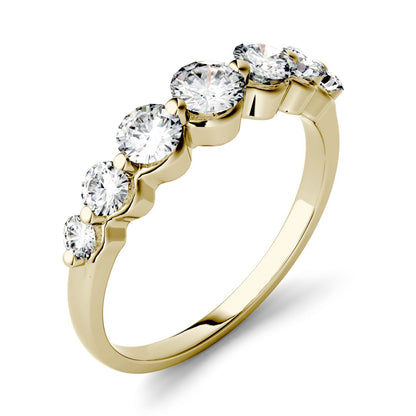 0.87 CTW DEW Round Moissanite Seven-Stone Ring in 14K Yellow Gold