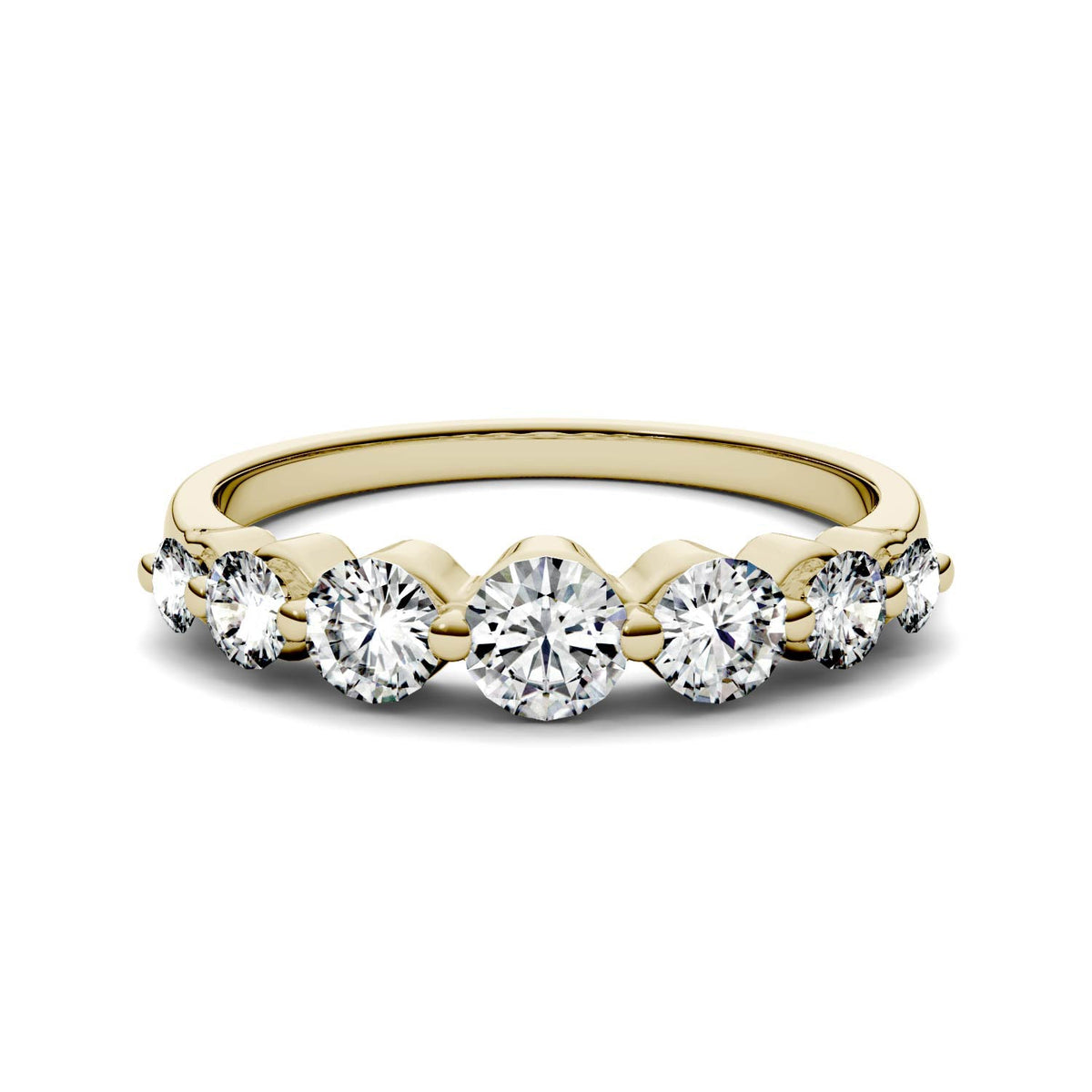 0.87 CTW DEW Round Moissanite Seven-Stone Ring in 14K Yellow Gold