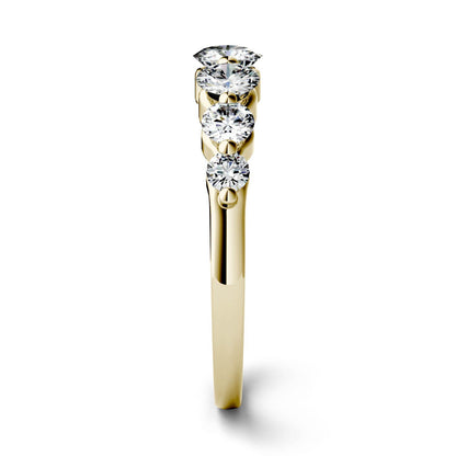 0.87 CTW DEW Round Moissanite Seven-Stone Ring in 14K Yellow Gold