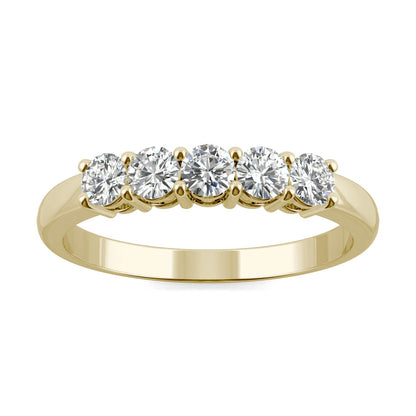 0.50 CTW DEW Round Moissanite Five-Stone Ring in 14K Yellow Gold