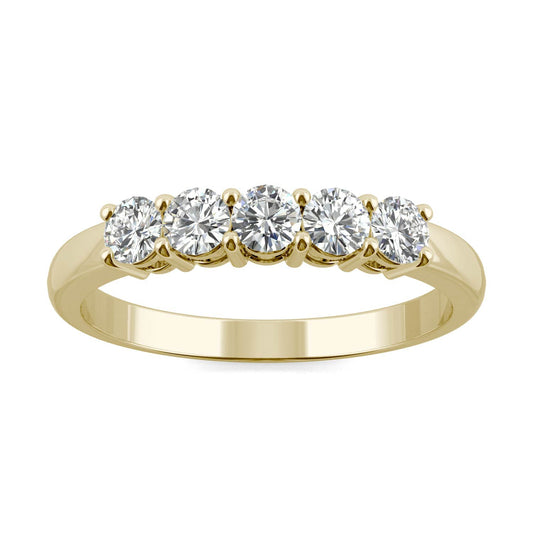 0.50 CTW DEW Round Moissanite Five-Stone Ring in 14K Yellow Gold