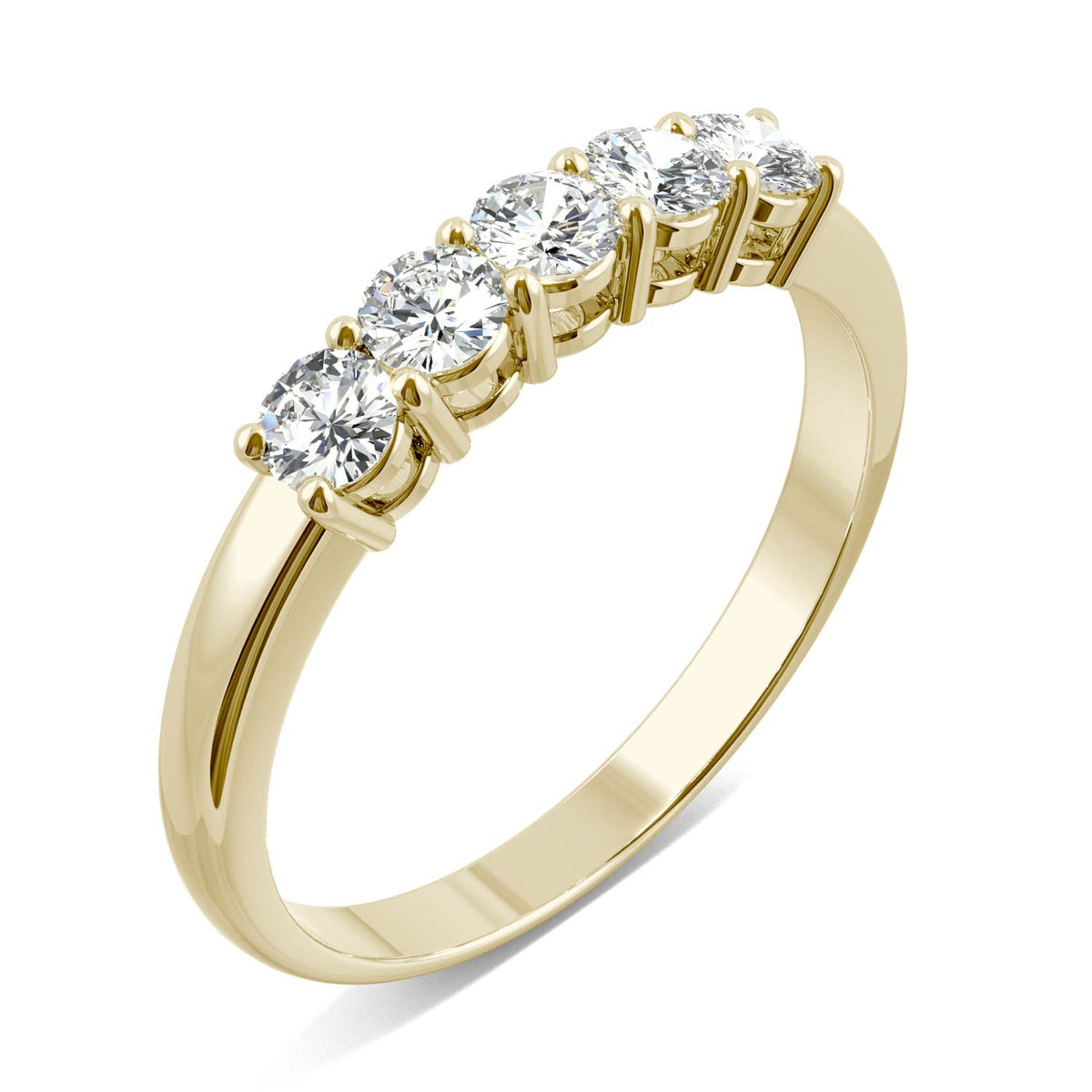 0.50 CTW DEW Round Moissanite Five-Stone Ring in 14K Yellow Gold