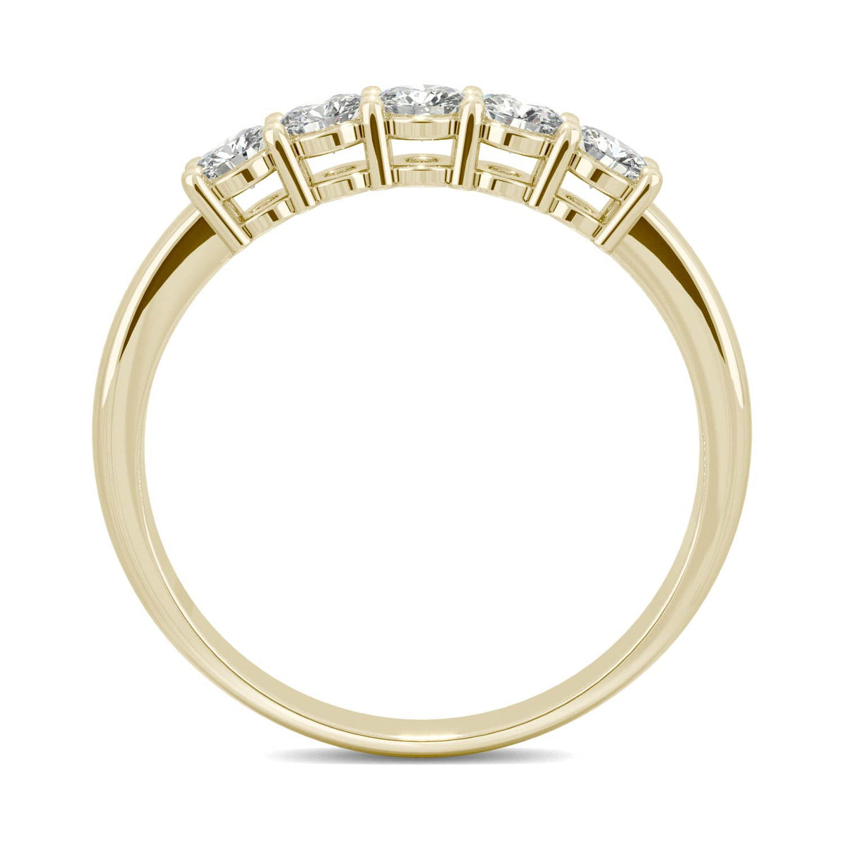0.50 CTW DEW Round Moissanite Five-Stone Ring in 14K Yellow Gold