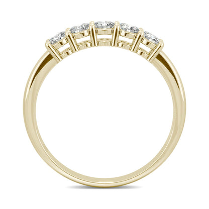 0.50 CTW DEW Round Moissanite Five-Stone Ring in 14K Yellow Gold