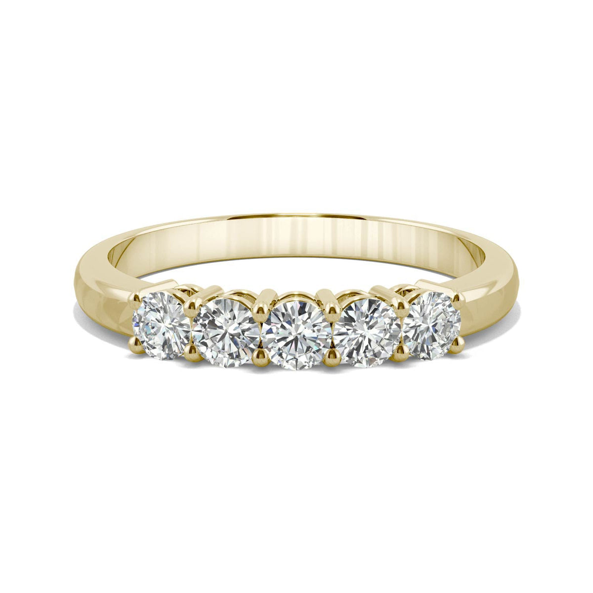 0.50 CTW DEW Round Moissanite Five-Stone Ring in 14K Yellow Gold
