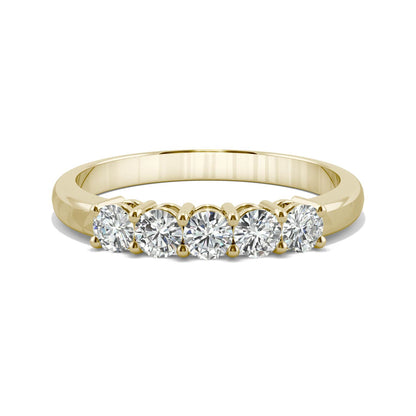 0.50 CTW DEW Round Moissanite Five-Stone Ring in 14K Yellow Gold