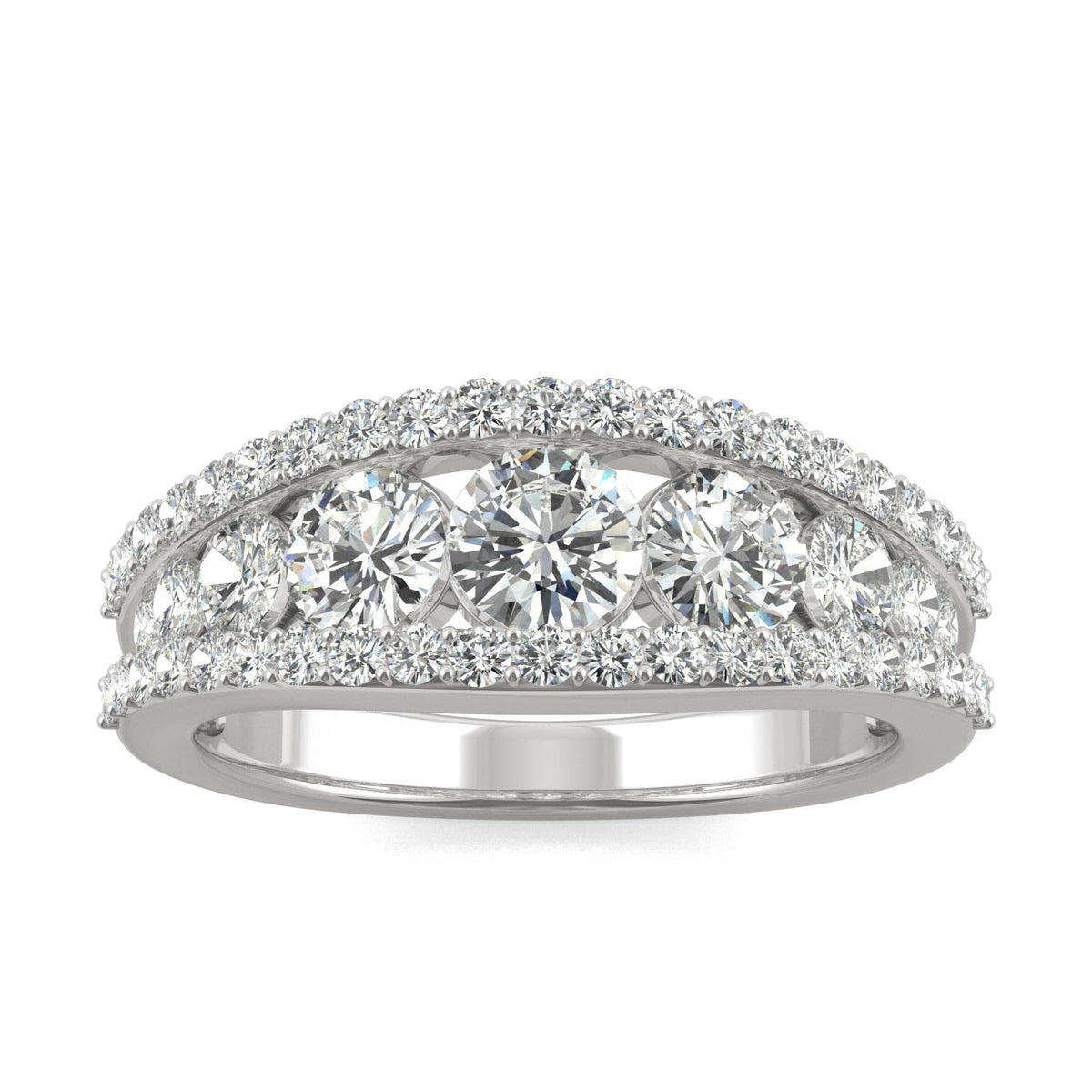 1.53 CTW DEW Round Moissanite Graduated Band in 14K White Gold