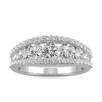 1.53 CTW DEW Round Moissanite Graduated Band in 14K White Gold