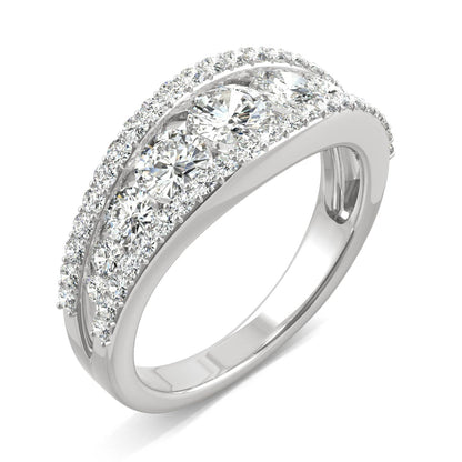 1.53 CTW DEW Round Moissanite Graduated Band in 14K White Gold